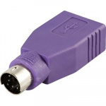 DELTACO sovitin PS/2 uros - USB naaras, violetti