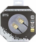 DELTACO PRIME ultraohut HDMI-kaapeli, kullatut sinkki-liitokset, 2m