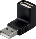 DELTACO sovitin, USB-A uros - USB-A naaras, kulmaliitin