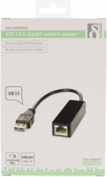 DELTACO USB 3.0 verkkosovitin, gigabit, 1xRJ45, musta