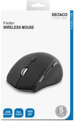 DELTACO langat. opt. hiiri, 5 painiketta, rulla, 1600 DPI, musta