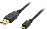 DELTACO USB 2.0 kaapeli Tyyppi A ur - Tyyppi Micro B ur, 5-pin, 1m, mu