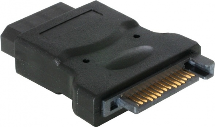 DELTACO virtaliitinsovitin, 15-pin SATA uros - 4-pin Molex naaras
