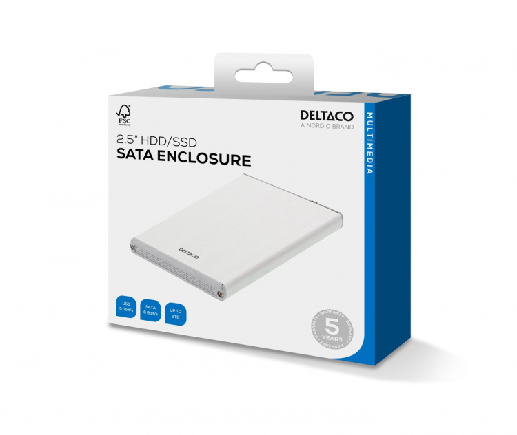 DELTACO ulkoinen kotelo 1x2,5 DELTACO ulkoinen kotelo 1x2,5