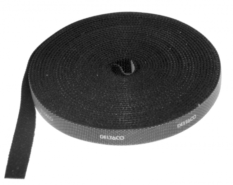 DELTACO Tarranauha, 10mm leveys, 5m rulla, musta