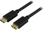 DELTACO DisplayPort-jatkokaapeli, 20-pin uros - naaras, 1m, musta DELTACO DisplayPort-jatkokaapeli, 20-pin uros - naaras, 1m, musta