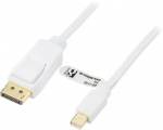 DELTACO kaapeli DisplayPort - Mini DisplayPort, 20-pin u-u, 1m, valk. DELTACO kaapeli DisplayPort - Mini DisplayPort, 20-pin u-u, 1m, valk.