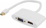 DELTACO sovitin Mini DisplayPort - HDMI ja VGA, 0,25m, valkoinen