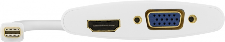 DELTACO sovitin Mini DisplayPort - HDMI ja VGA, 0,25m, valkoinen