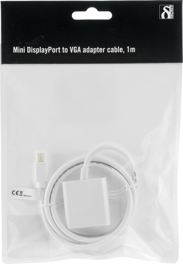 Mini DisplayPort - VGA kaapeli u-n, 1m, valk