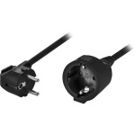 Maadoitettu jatkokaapeli kulma CEE 7/7>suora CEE 7/4(Schuko),musta 5m