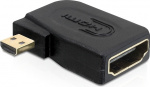 DeLOCK HDMI-sovitin, Micro HDMI uros - HDMI naaras, kulmaliitin, musta