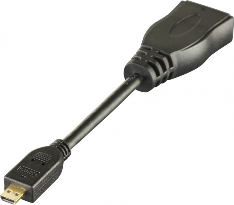 DELTACO HDMI High Speed sovitin, Micro HDMI na - HDMI na, 0,1m, musta