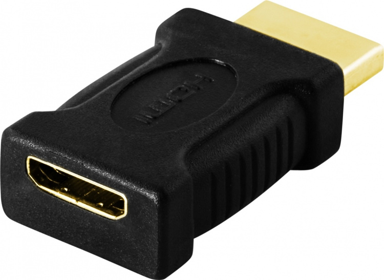 DELTACO HDMI-sovitin, mini HDMI n - HDMI u, 19-pin