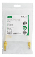 DELTACO U/UTP Cat6 laitekaapeli, 0,3m, keltainen