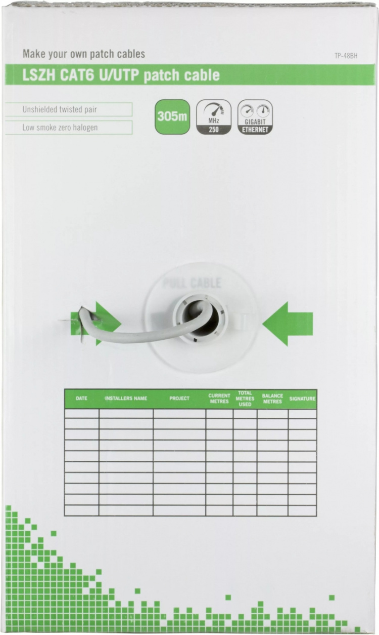 DELTACO U/UTP laitekaapeli Cat6 (monisäikeinen), 305m laatikko, harma