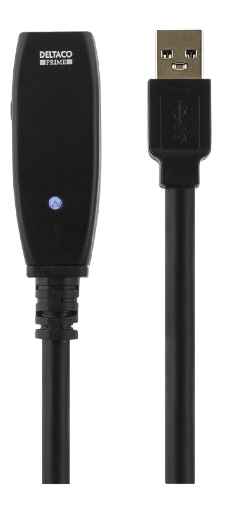 DELTACO aktiivinen USB 3.0-jatkokaapeli, Typ A ur - na, 2m, musta