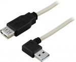 USB 2.0 kaapeli A uros, kulma - A naaras, 0,2m