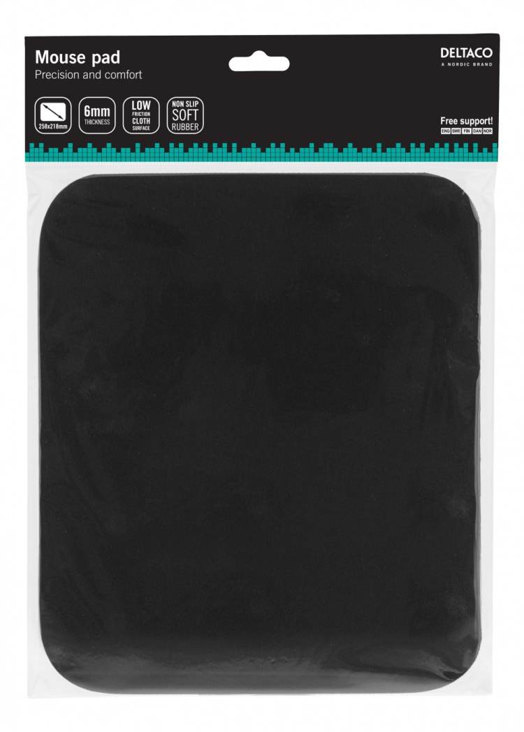 DELTACO hiirimatto, kangaspäällysteistä kumia, 6mm, musta