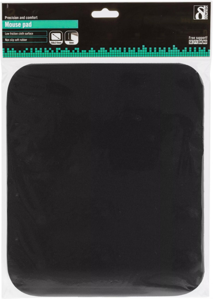 DELTACO hiirimatto, kangaspäällysteistä kumia, 6mm, musta