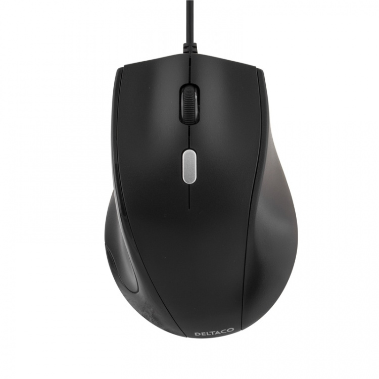 DELTACO optinen hiiri, 3 painiketta, rulla, USB, musta