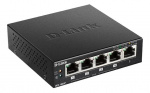 D-Link kytkin 5x10/100Mbps RJ45, 1xPoE, pöytämalli, musta