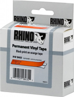 DYMO RhinoPRO merkkausteippi vinyyli, 12 mm, oranssi teippi/musta 5,5m