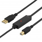 USB 2.0 kaapeli Tyyppi A uros - Tyyppi B uros, aktiivinen, 5m, musta