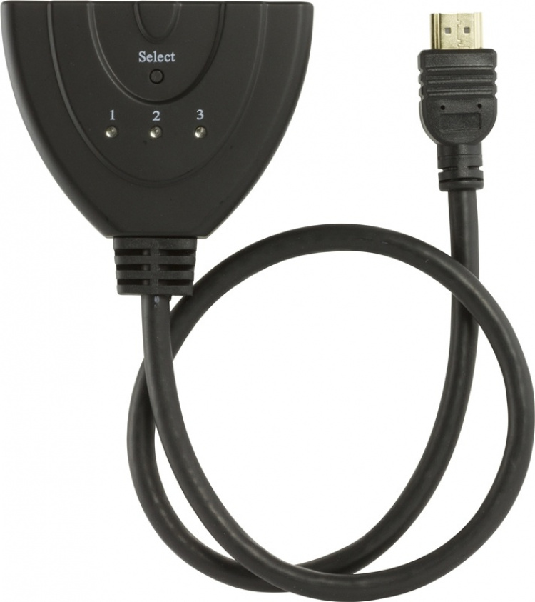 DELTACO HDMI Pigtail kytkin, auto/manual HDMI-kytkin, 3-1, musta DELTACO HDMI Pigtail kytkin, auto/manual HDMI-kytkin, 3-1, musta