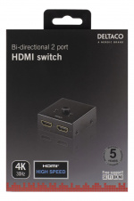 DELTACO kaksisuunt. HDMI-kytkin, 1-2 tai 2-1, manuaalinen, mu DELTACO kaksisuunt. HDMI-kytkin, 1-2 tai 2-1, manuaalinen, mu