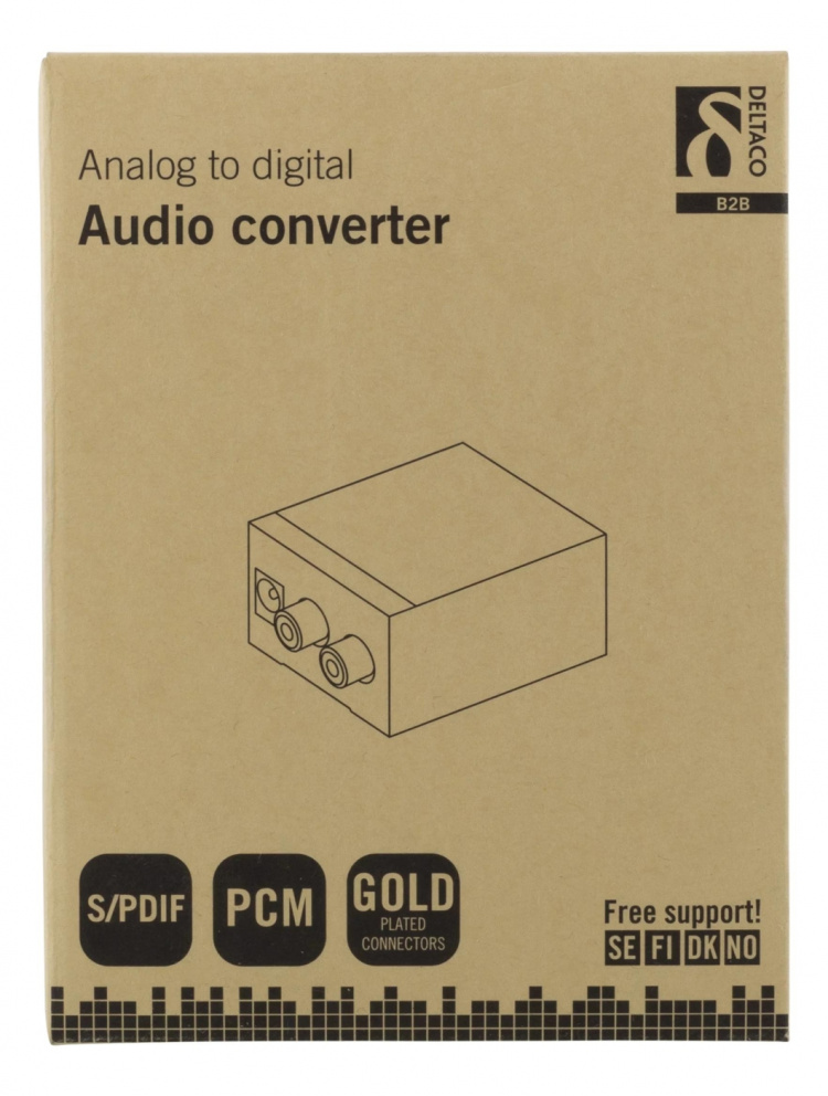 DELTACO analogia-digitaalimuunnin, 2xRCA, S/PDIF, musta