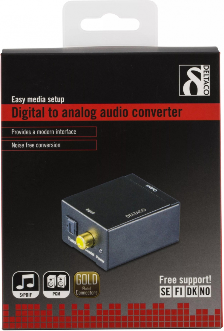 DELTACO digitaali-analogiamuunnin, 2xRCA, S/PDIF, musta DELTACO digitaali-analogiamuunnin, 2xRCA, S/PDIF, musta