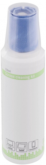 DELTACO näytönpuhdistussetti, mikrokuituliina, 250ml