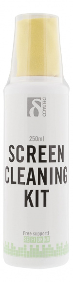 DELTACO näytönpuhdistussetti, mikrokuituliina, 250ml