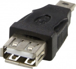 DELTACO USB-sovitin Tyyppi A-naaras - Tyyppi Mini-B uros, musta