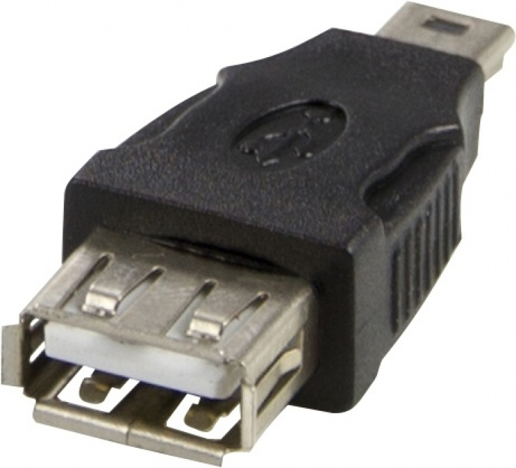 DELTACO USB-sovitin Tyyppi A-naaras - Tyyppi Mini-B uros, musta