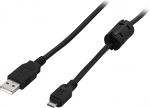 DELTACO USB 2.0 kaapeli tyyppi A uros - tyyppi Micro A uros 2m, musta (USB-361S)