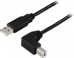 USB 2.0 kaapeli Au - kulma Bu, 1m, musta