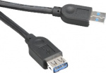 Akasa USB 3.0 kaapeli, USB A uros - A naaras, 1,5m, musta