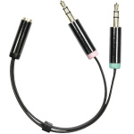 DELTACO 3,5mm mikrofoni ja stereo ur - 3,5mm na, 0,1m, mu