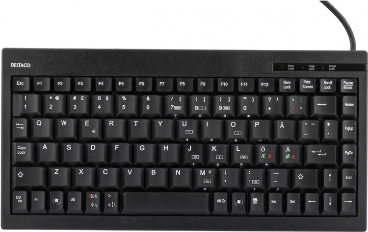 DELTACO pienikok. näppäimistö, 89 näppäintä, pohjoismainen, USB, musta
