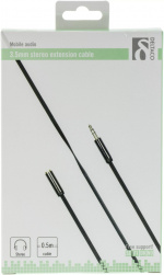 DELTACO äänikaapeli, 3,5mm suora ur - 3,5mm na, 4-pin, 0,5m, musta