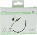 DELTACO 3,5mm na - 2xRCA ur, 0,1m, musta