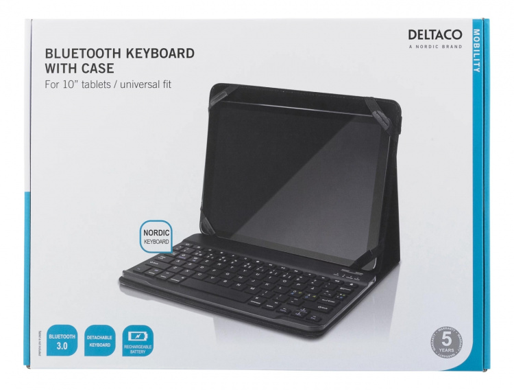 DELTACO suojus ja Bluetooth näppäimistö 10
