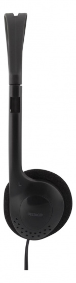 DELTACO stereokuulokkeet, äänensäätö, 1x 3,5mm, musta