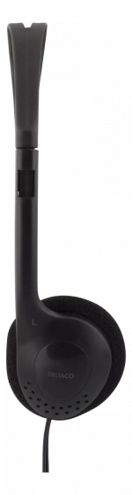 DELTACO stereokuulokkeet, äänensäätö, 1x 3,5mm, musta