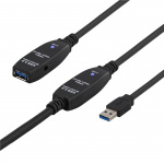 DELTACO aktiivinen USB 3.0-jatkokaapeli, Tyyppi A u-n,adp,15m, sininen