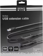 DELTACO aktiivinen USB 3.0-jatkokaapeli, Tyyppi A u-n,adp,15m, sininen