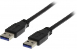 DELTACO USB 3.0 kaapeli, A ur - A ur, 1m, musta