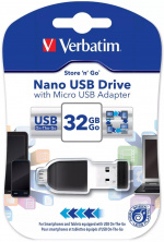Verbatim Store\'n\'Go Nano USB Drive 32GB + OTG Sovitin